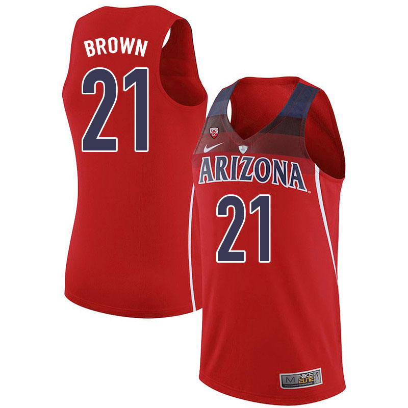 Men #21 Jordan Brown Arizona Wildcats College Basketball Jerseys Sale-Red